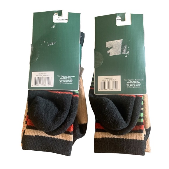 Lot‎ of 2 Woolrich Green Label 2 Pairs Unisex Ankle Socks Brown Black Design - Picture 2 of 5